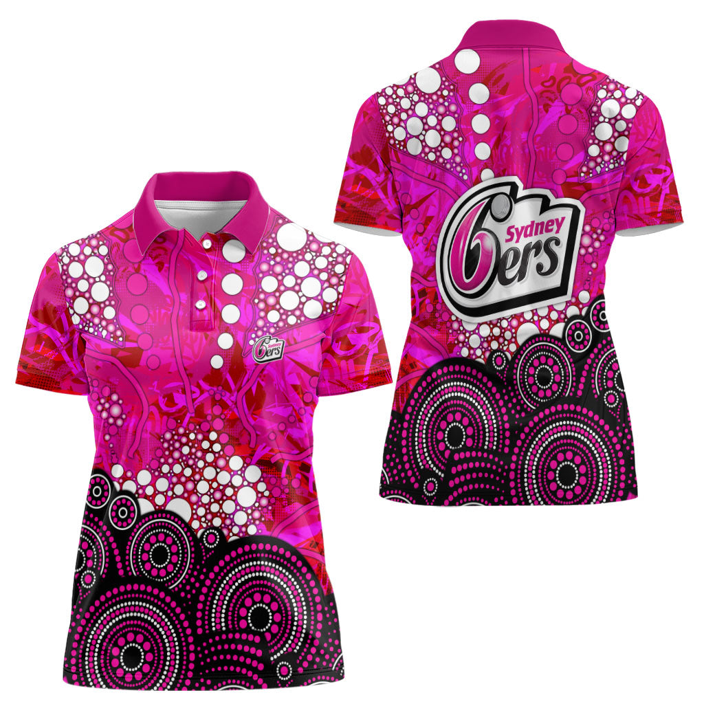 Sydney Sixers Women Polo Shirt Graffiti Urban Aboriginal Dot Abstract Design