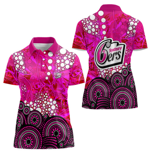 Sydney Sixers Women Polo Shirt Graffiti Urban Aboriginal Dot Abstract Design