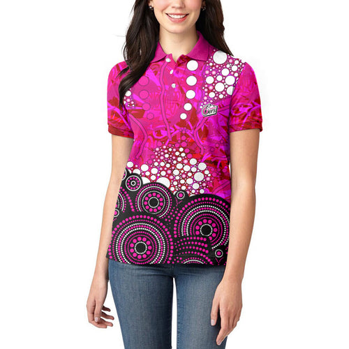 Sydney Sixers Women Polo Shirt Graffiti Urban Aboriginal Dot Abstract Design