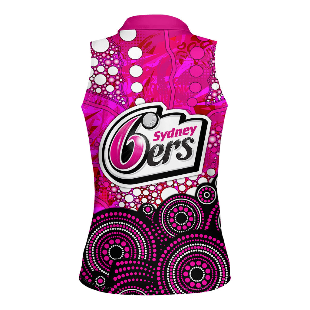 Sydney Sixers Women Sleeveless Polo Shirt Graffiti Urban Aboriginal Dot Abstract Design