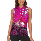 Sydney Sixers Women Sleeveless Polo Shirt Graffiti Urban Aboriginal Dot Abstract Design