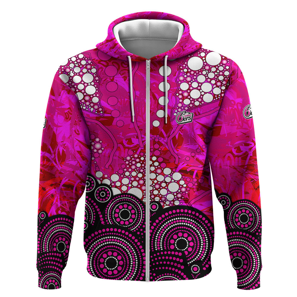 Sydney Sixers Zip Hoodie Graffiti Urban Aboriginal Dot Abstract Design