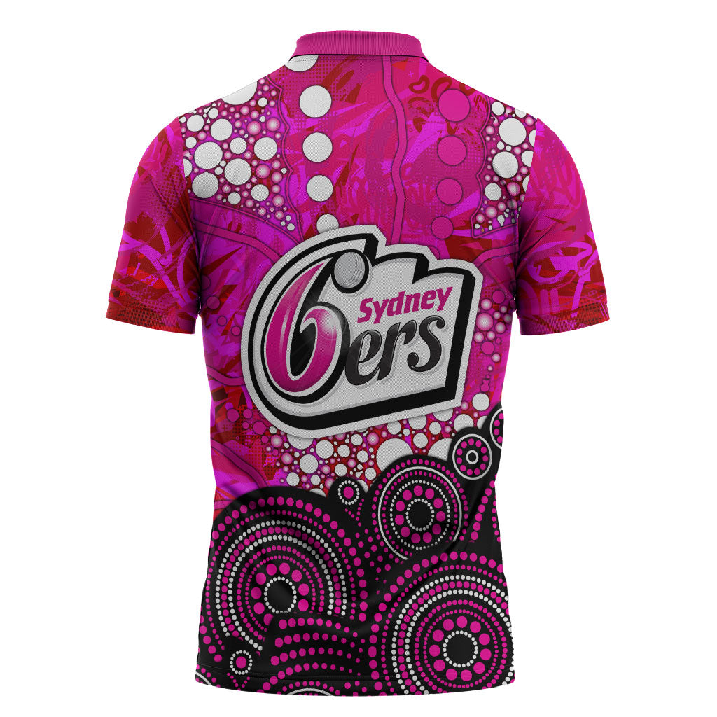 Sydney Sixers Zipper Polo Shirt Graffiti Urban Aboriginal Dot Abstract Design