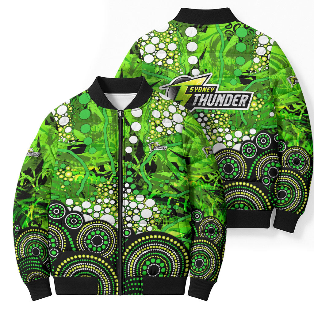 Sydney Thunder Bomber Puffer Jacket Graffiti Urban Aboriginal Dot Abstract Design