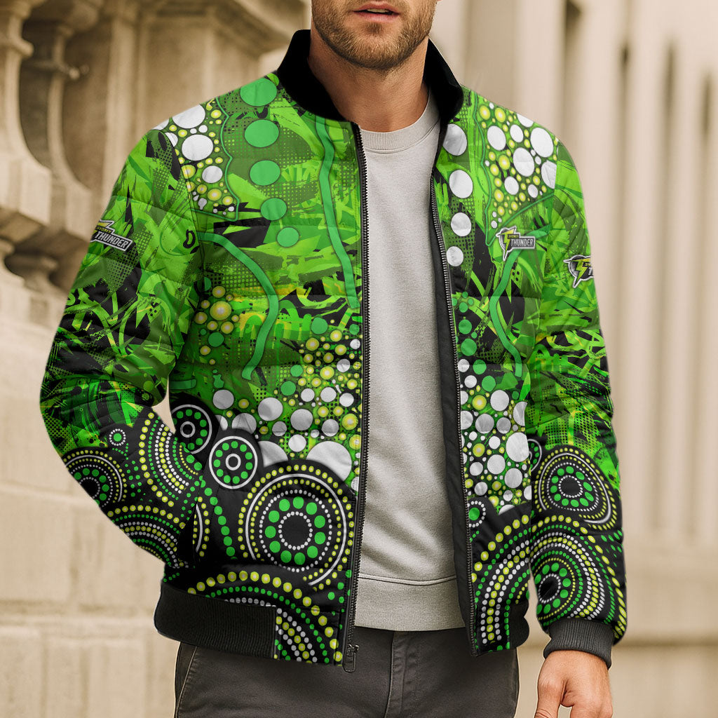 Sydney Thunder Bomber Puffer Jacket Graffiti Urban Aboriginal Dot Abstract Design