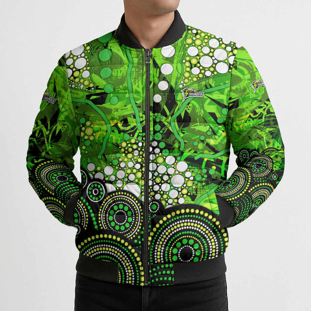 Sydney Thunder Bomber Puffer Jacket Graffiti Urban Aboriginal Dot Abstract Design