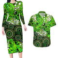 Sydney Thunder Couples Matching Long Sleeve Bodycon Dress and Hawaiian Shirt Graffiti Urban Aboriginal Dot Abstract Design