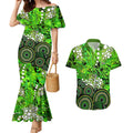 Sydney Thunder Couples Matching Mermaid Dress and Hawaiian Shirt Graffiti Urban Aboriginal Dot Abstract Design