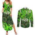 Sydney Thunder Couples Matching Summer Maxi Dress and Long Sleeve Button Shirt Graffiti Urban Aboriginal Dot Abstract Design