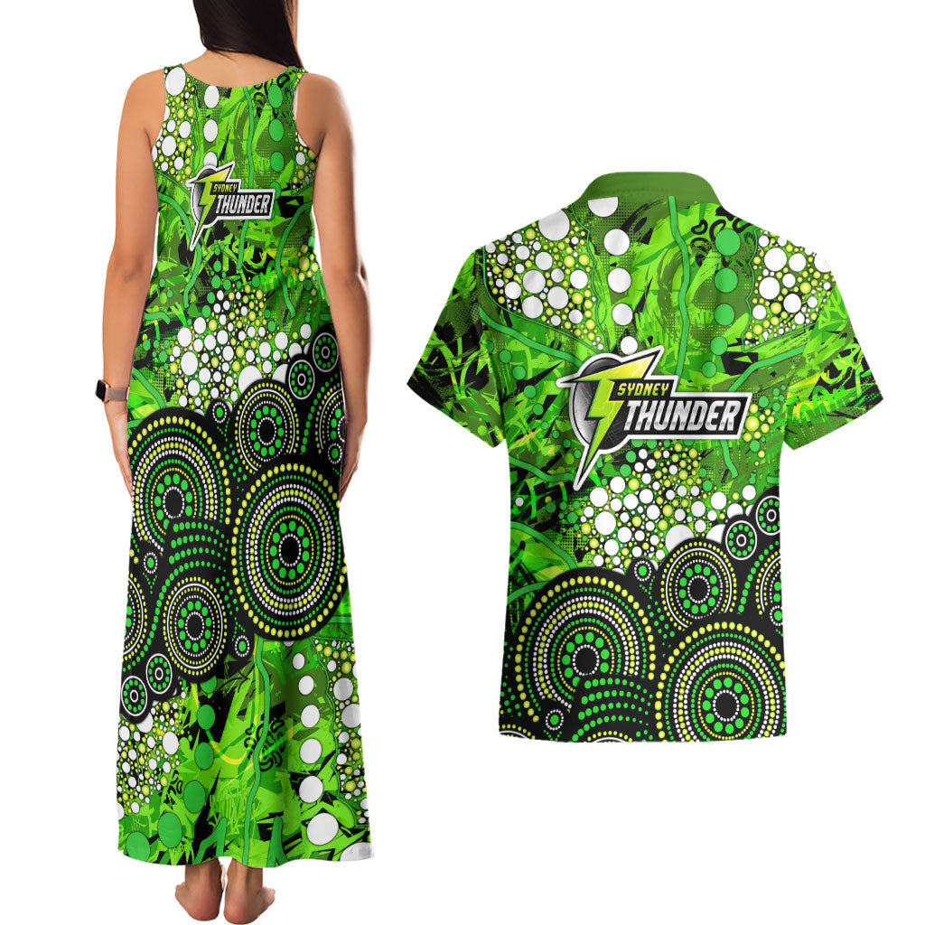 Sydney Thunder Couples Matching Tank Maxi Dress and Hawaiian Shirt Graffiti Urban Aboriginal Dot Abstract Design