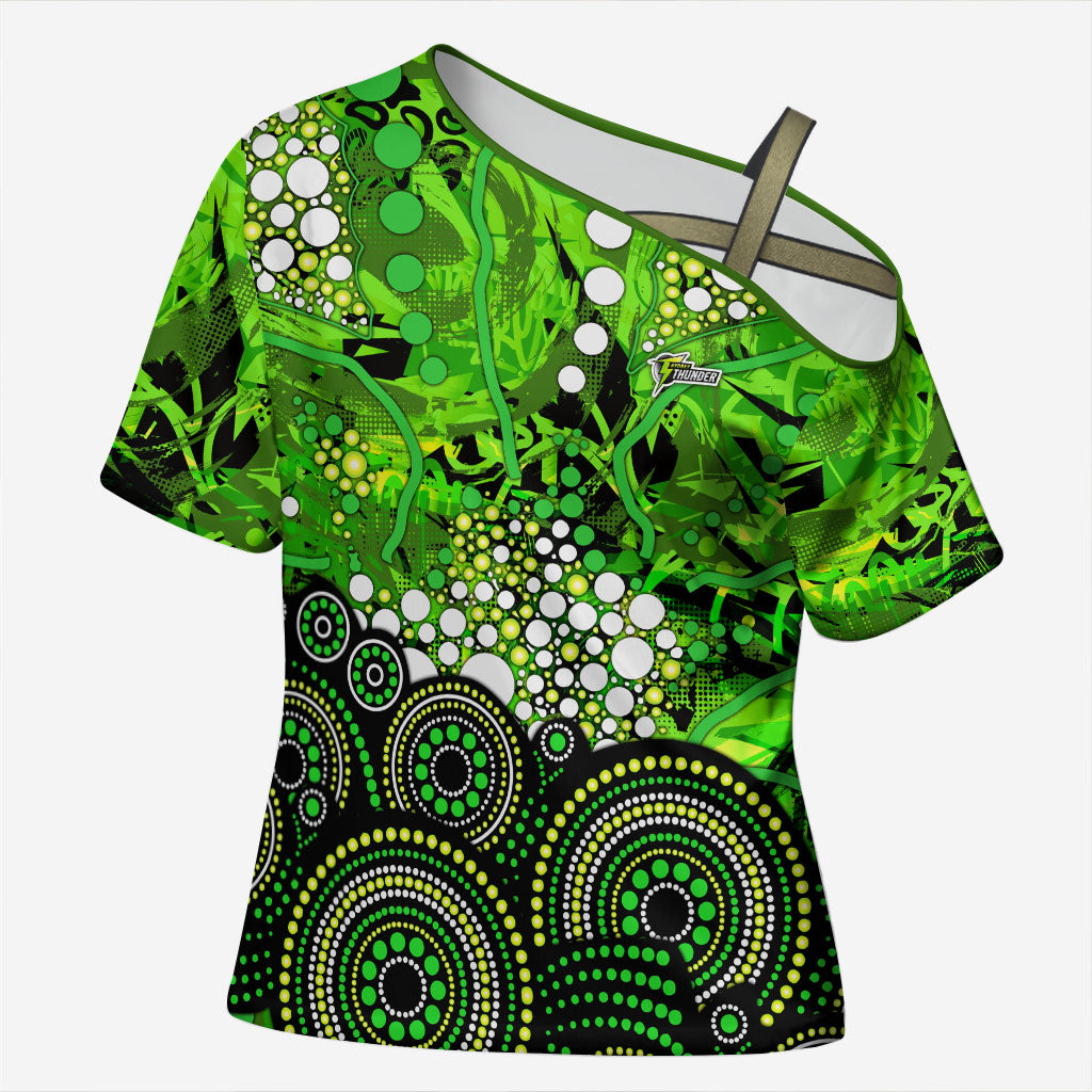 Sydney Thunder Cross Shoulder Shirt Graffiti Urban Aboriginal Dot Abstract Design