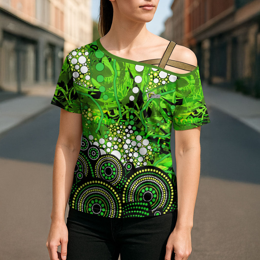 Sydney Thunder Cross Shoulder Shirt Graffiti Urban Aboriginal Dot Abstract Design