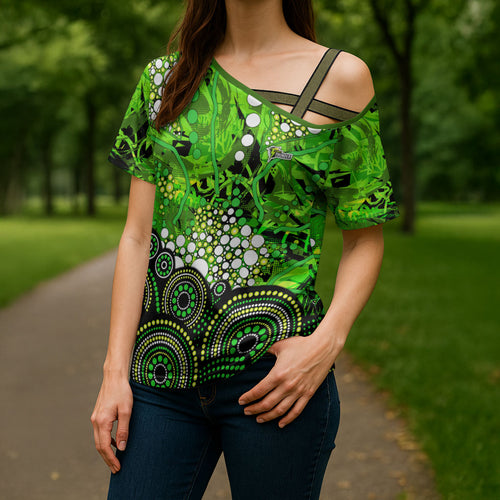 Sydney Thunder Cross Shoulder Shirt Graffiti Urban Aboriginal Dot Abstract Design