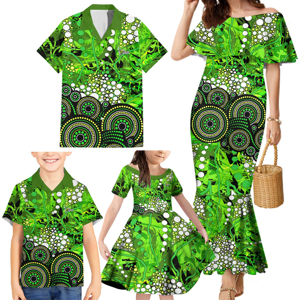 Sydney Thunder Family Matching Mermaid Dress and Hawaiian Shirt Graffiti Urban Aboriginal Dot Abstract Design