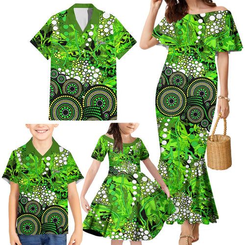 Sydney Thunder Family Matching Mermaid Dress and Hawaiian Shirt Graffiti Urban Aboriginal Dot Abstract Design