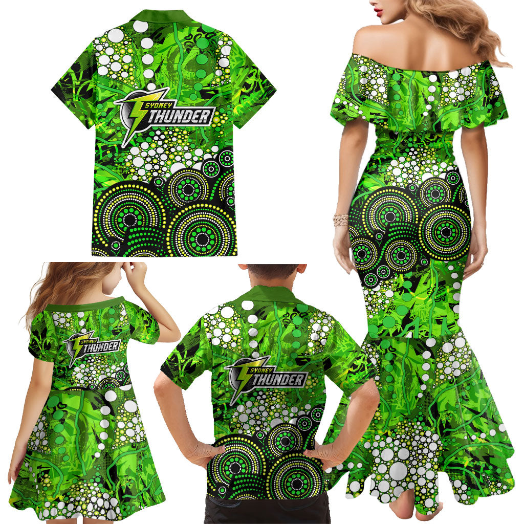 Sydney Thunder Family Matching Mermaid Dress and Hawaiian Shirt Graffiti Urban Aboriginal Dot Abstract Design
