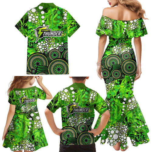 Sydney Thunder Family Matching Mermaid Dress and Hawaiian Shirt Graffiti Urban Aboriginal Dot Abstract Design
