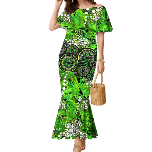 Sydney Thunder Family Matching Mermaid Dress and Hawaiian Shirt Graffiti Urban Aboriginal Dot Abstract Design