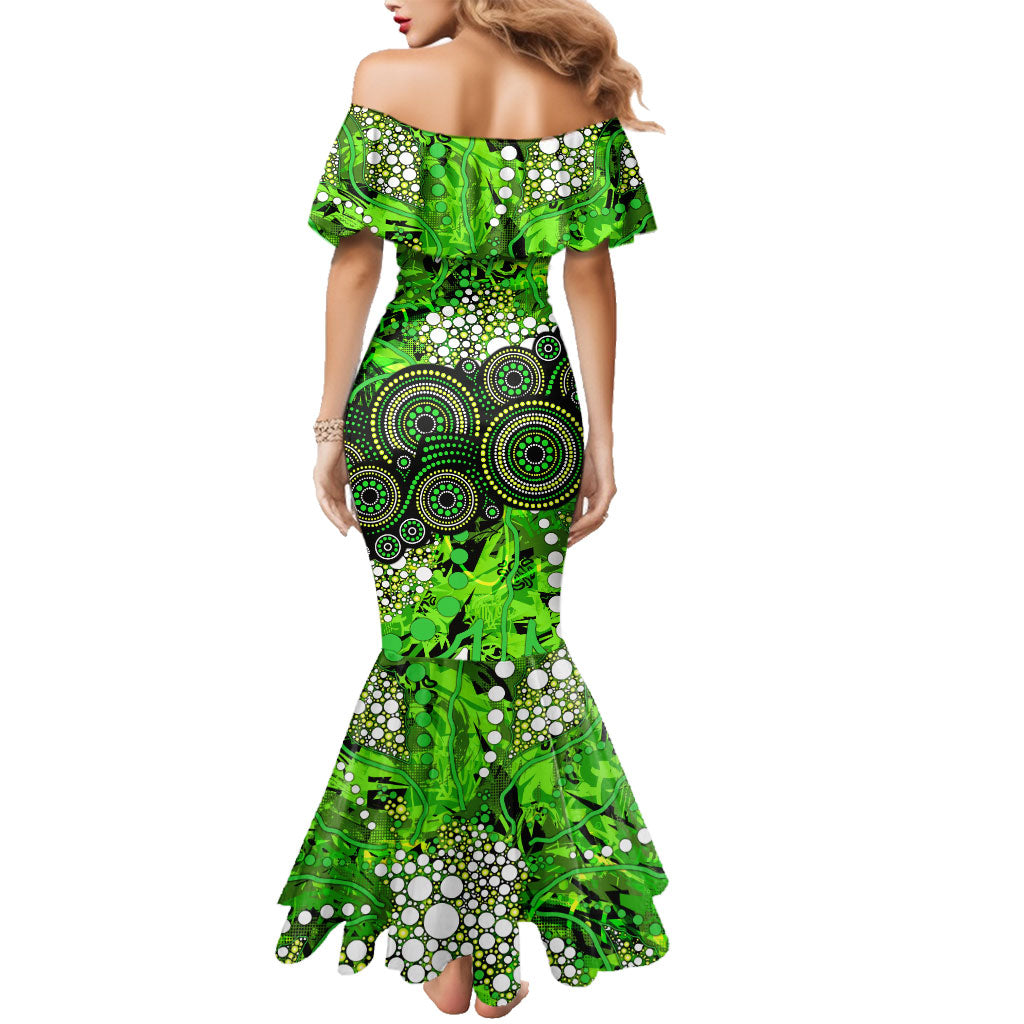 Sydney Thunder Family Matching Mermaid Dress and Hawaiian Shirt Graffiti Urban Aboriginal Dot Abstract Design