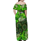 Sydney Thunder Family Matching Off Shoulder Maxi Dress and Hawaiian Shirt Graffiti Urban Aboriginal Dot Abstract Design