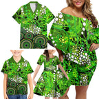 Sydney Thunder Family Matching Off Shoulder Short Dress and Hawaiian Shirt Graffiti Urban Aboriginal Dot Abstract Design