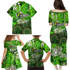 Sydney Thunder Family Matching Puletasi and Hawaiian Shirt Graffiti Urban Aboriginal Dot Abstract Design