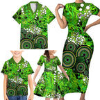 Sydney Thunder Family Matching Short Sleeve Bodycon Dress and Hawaiian Shirt Graffiti Urban Aboriginal Dot Abstract Design