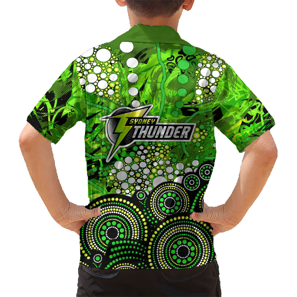 Sydney Thunder Family Matching Short Sleeve Bodycon Dress and Hawaiian Shirt Graffiti Urban Aboriginal Dot Abstract Design