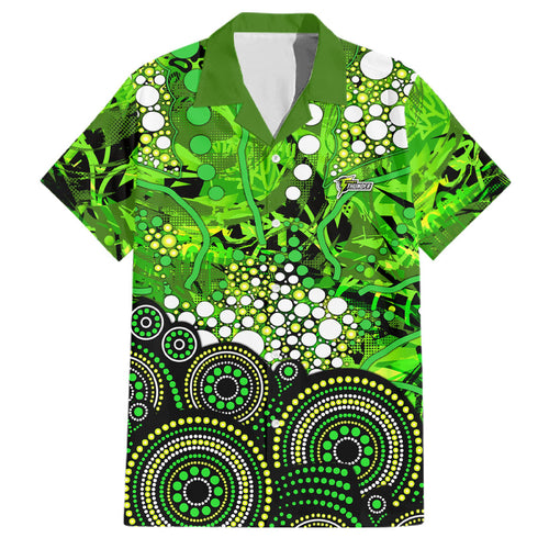 Sydney Thunder Family Matching Short Sleeve Bodycon Dress and Hawaiian Shirt Graffiti Urban Aboriginal Dot Abstract Design