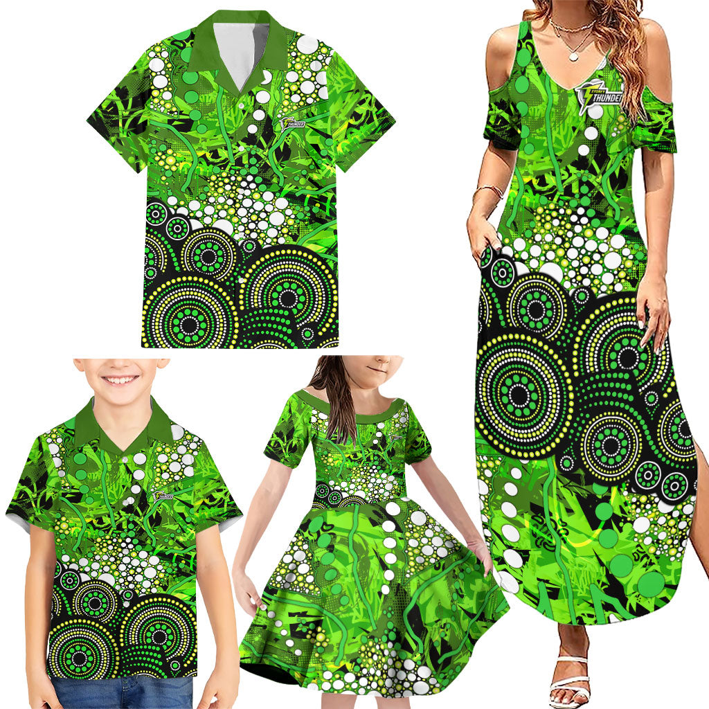 Sydney Thunder Family Matching Summer Maxi Dress and Hawaiian Shirt Graffiti Urban Aboriginal Dot Abstract Design
