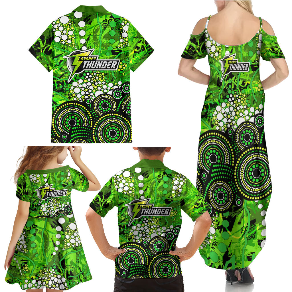 Sydney Thunder Family Matching Summer Maxi Dress and Hawaiian Shirt Graffiti Urban Aboriginal Dot Abstract Design
