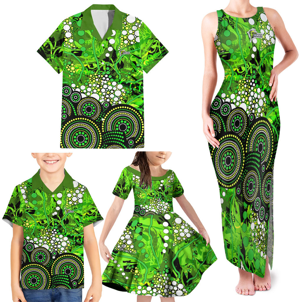 Sydney Thunder Family Matching Tank Maxi Dress and Hawaiian Shirt Graffiti Urban Aboriginal Dot Abstract Design