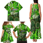 Sydney Thunder Family Matching Tank Maxi Dress and Hawaiian Shirt Graffiti Urban Aboriginal Dot Abstract Design