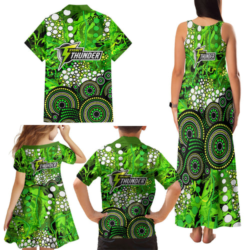 Sydney Thunder Family Matching Tank Maxi Dress and Hawaiian Shirt Graffiti Urban Aboriginal Dot Abstract Design