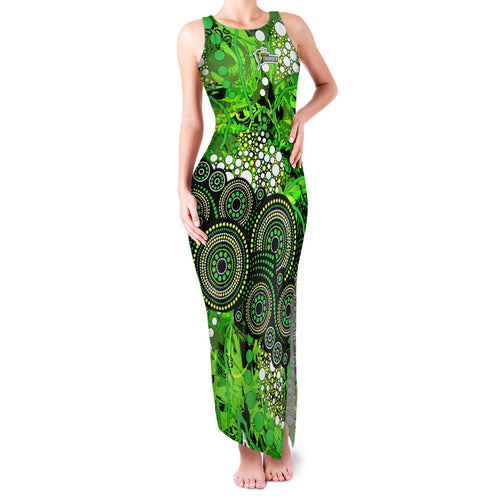 Sydney Thunder Family Matching Tank Maxi Dress and Hawaiian Shirt Graffiti Urban Aboriginal Dot Abstract Design