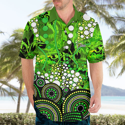 Sydney Thunder Hawaiian Shirt Graffiti Urban Aboriginal Dot Abstract Design
