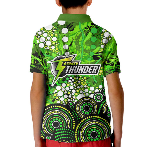 Sydney Thunder Kid Polo Shirt Graffiti Urban Aboriginal Dot Abstract Design