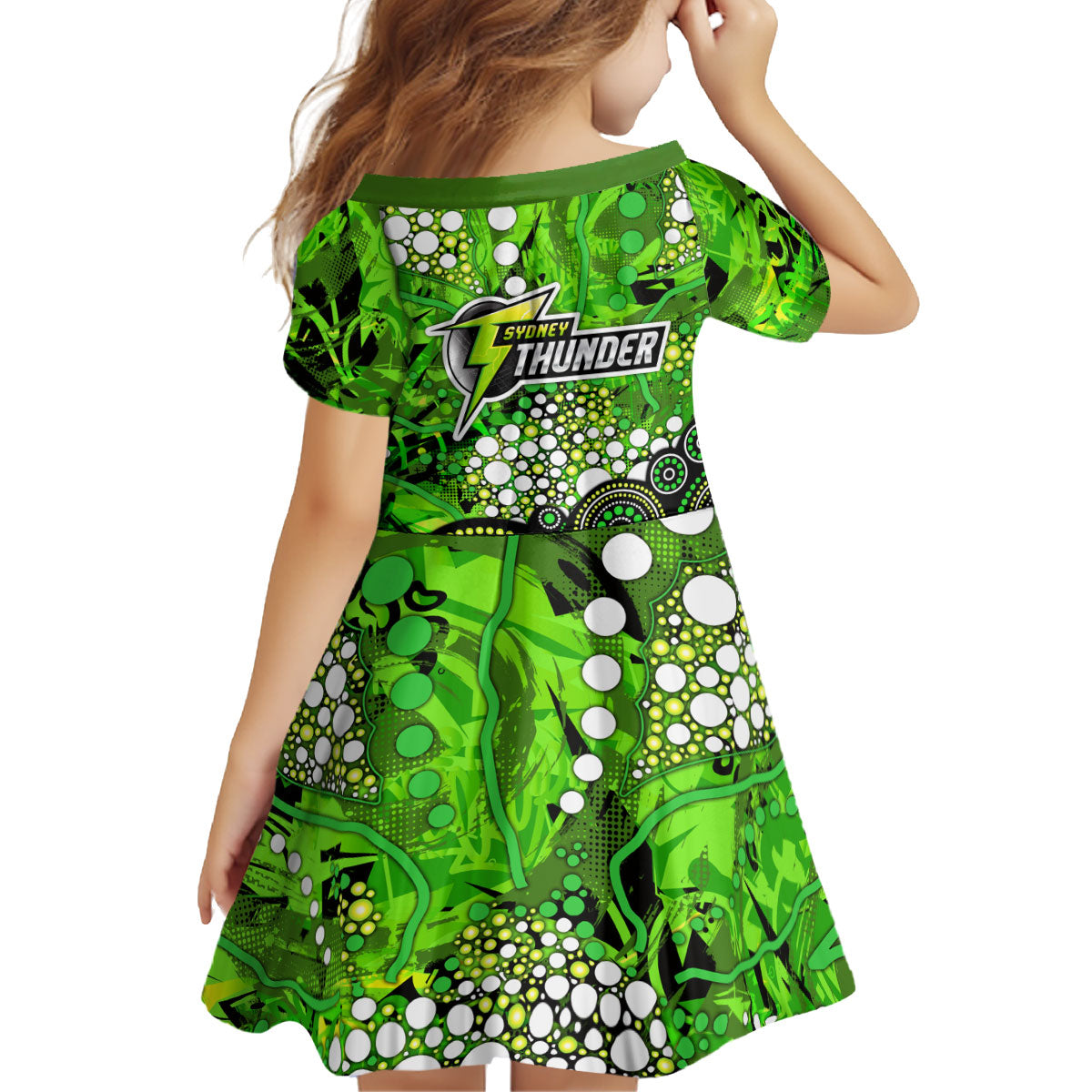 Sydney Thunder Kid Short Sleeve Dress Graffiti Urban Aboriginal Dot Abstract Design