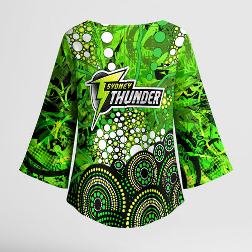 Sydney Thunder Kimono Sleeve Blouse Graffiti Urban Aboriginal Dot Abstract Design