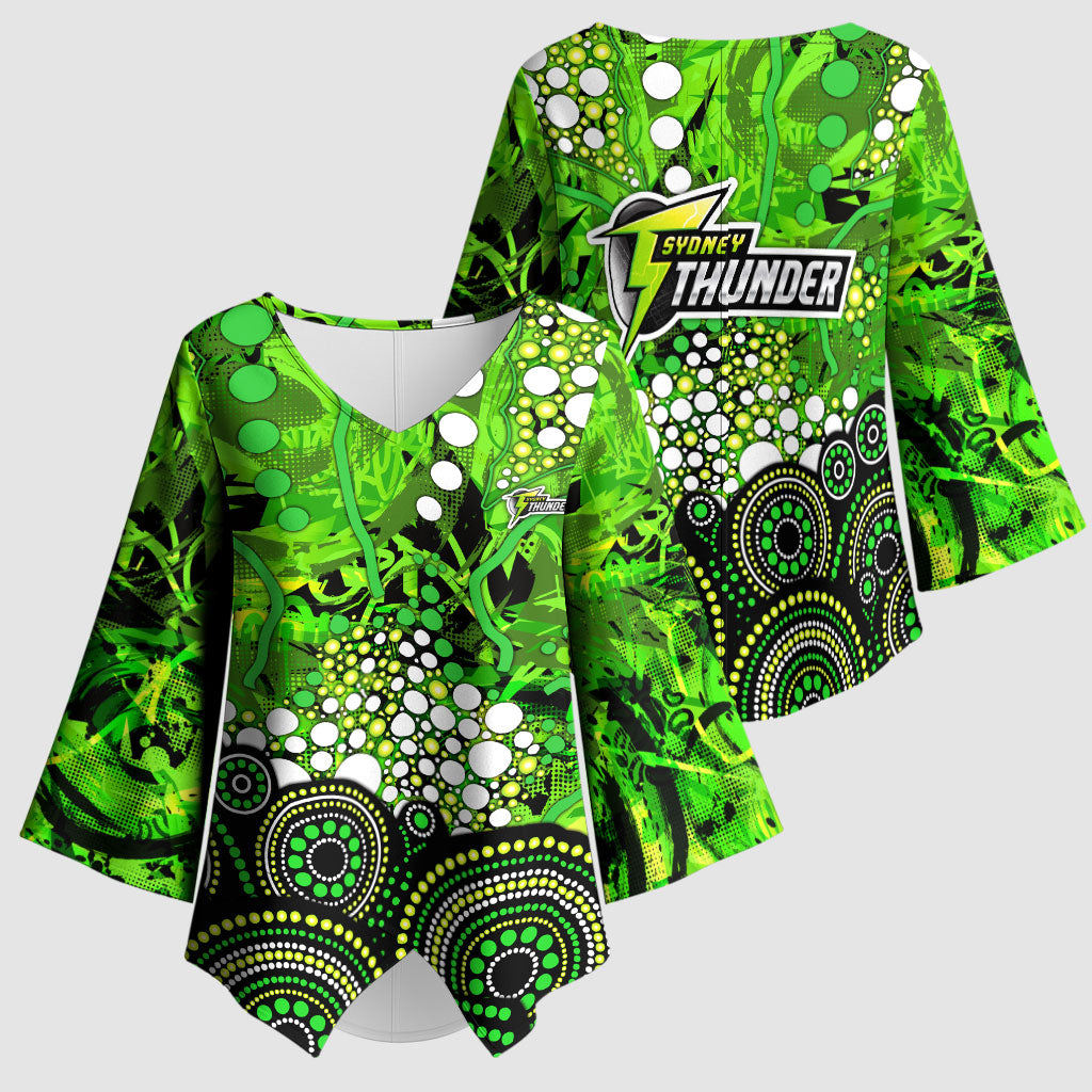 Sydney Thunder Kimono Sleeve Blouse Graffiti Urban Aboriginal Dot Abstract Design