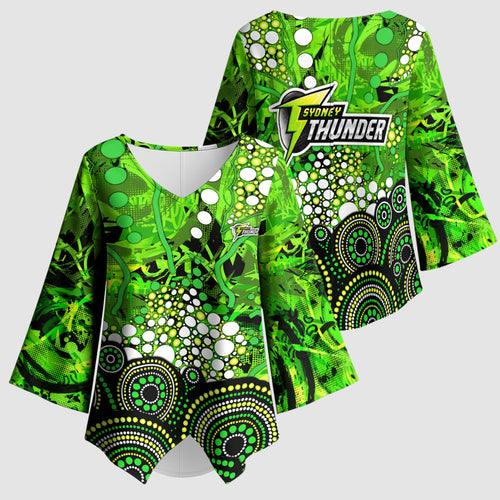 Sydney Thunder Kimono Sleeve Blouse Graffiti Urban Aboriginal Dot Abstract Design