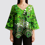Sydney Thunder Kimono Sleeve Blouse Graffiti Urban Aboriginal Dot Abstract Design