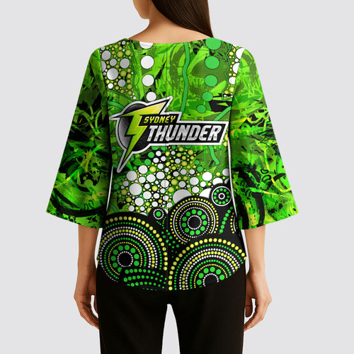 Sydney Thunder Kimono Sleeve Blouse Graffiti Urban Aboriginal Dot Abstract Design