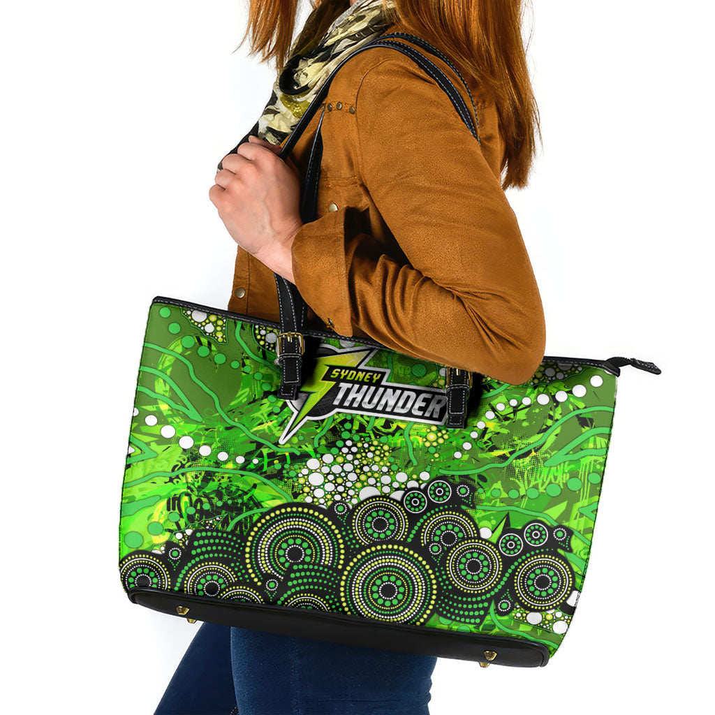 Sydney Thunder Leather Tote Bag Graffiti Urban Aboriginal Dot Abstract Design