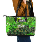 Sydney Thunder Leather Tote Bag Graffiti Urban Aboriginal Dot Abstract Design