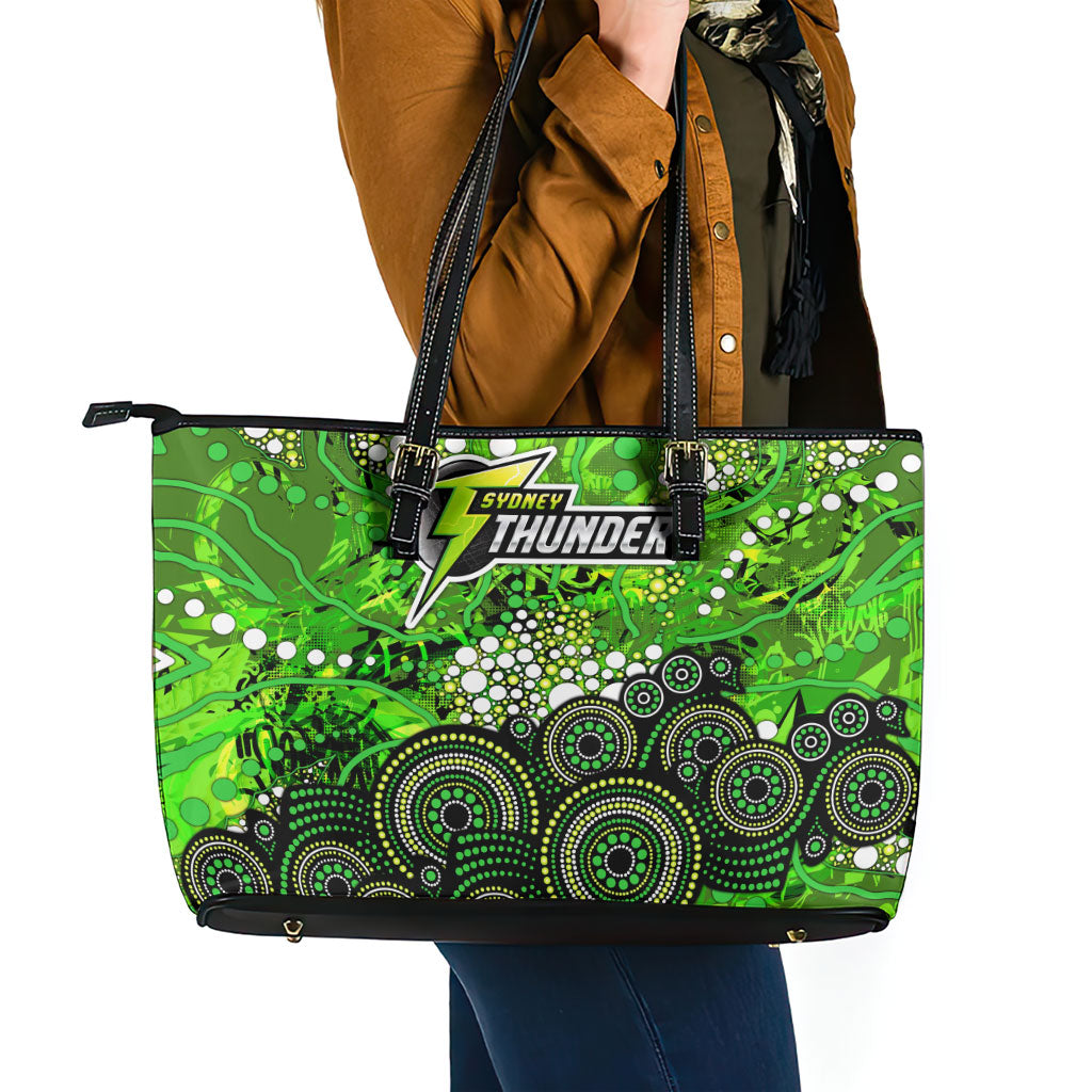 Sydney Thunder Leather Tote Bag Graffiti Urban Aboriginal Dot Abstract Design