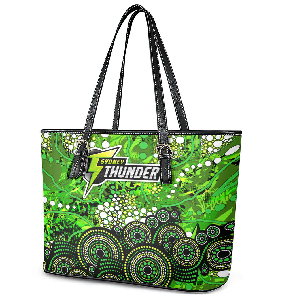 Sydney Thunder Leather Tote Bag Graffiti Urban Aboriginal Dot Abstract Design