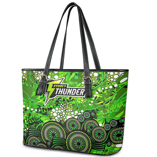 Sydney Thunder Leather Tote Bag Graffiti Urban Aboriginal Dot Abstract Design