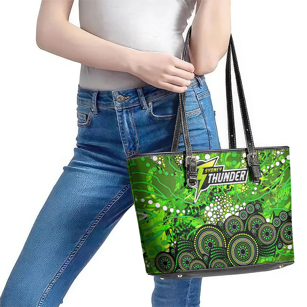 Sydney Thunder Leather Tote Bag Graffiti Urban Aboriginal Dot Abstract Design