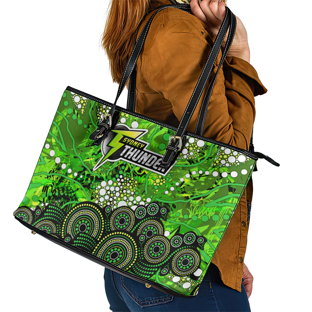 Sydney Thunder Leather Tote Bag Graffiti Urban Aboriginal Dot Abstract Design